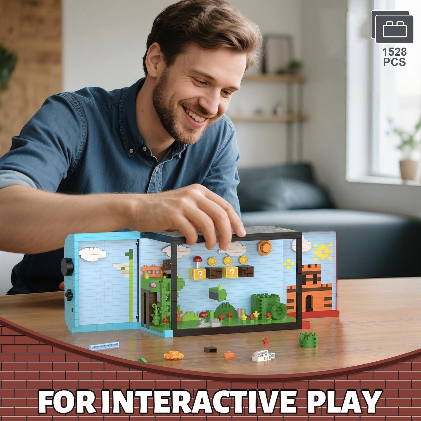 Vziimo Super Player Game Building Sets,Cool Building Blocks Kits for Adults, Openable and Closed 3D Anime Scene Model Creative Idea Gift for Teens 14+