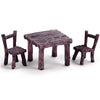 3 Pcs Miniature Table and Chairs Set - Outdoor Pastoral Style Fairy Garden Furniture Ornaments - Resin Bench & Chair Kit for Dollhouse Accessories
