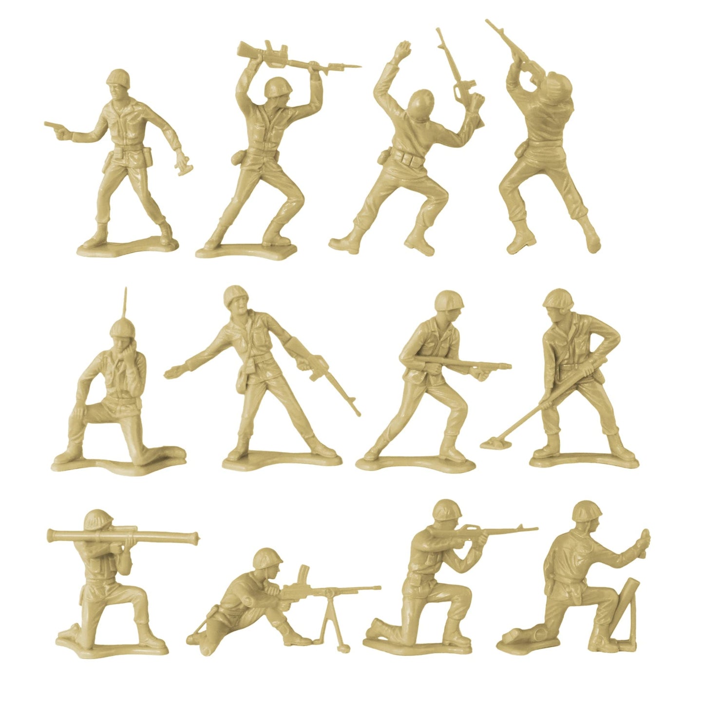 TimMee Plastic Army Men - OD Green vs Tan 100pc Toy Soldier Figures Made in USA