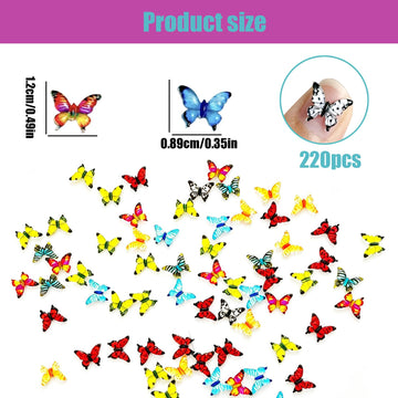 220pcs Mini Resin Butterflies Miniature Small Butterflies to Hide Tiny Resin Animals Figures Ornaments for Micro Fairy Garden Landscape Dollhouse
