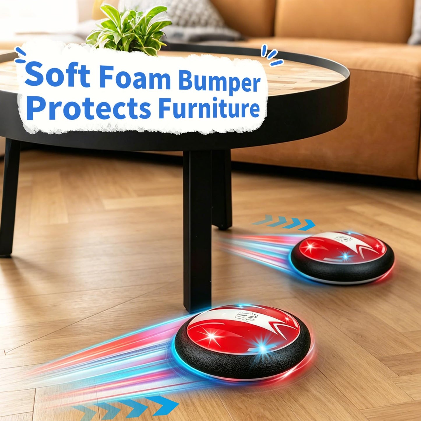 iuuoi Light Up Hover Soccer Ball, Indoor Air Floating Football with LED Lights & Foam Bumper Protection, Boys Toys for Ages 3 4 5 6 7 8-12, Fun