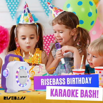 Karaoke Machine for Kids - Bluetooth Speaker with 2 Microphone - Portable Kids Karaoke Machine for Girls and Boys - Birthday Gift for Girls and Boys