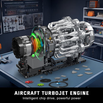 Mould King 10216 Turbojet Engine Building Sets, Mechanical Aviation Aircraft Engine Model Kit That Runs, Build Your Own STEM Model Engine, Gift