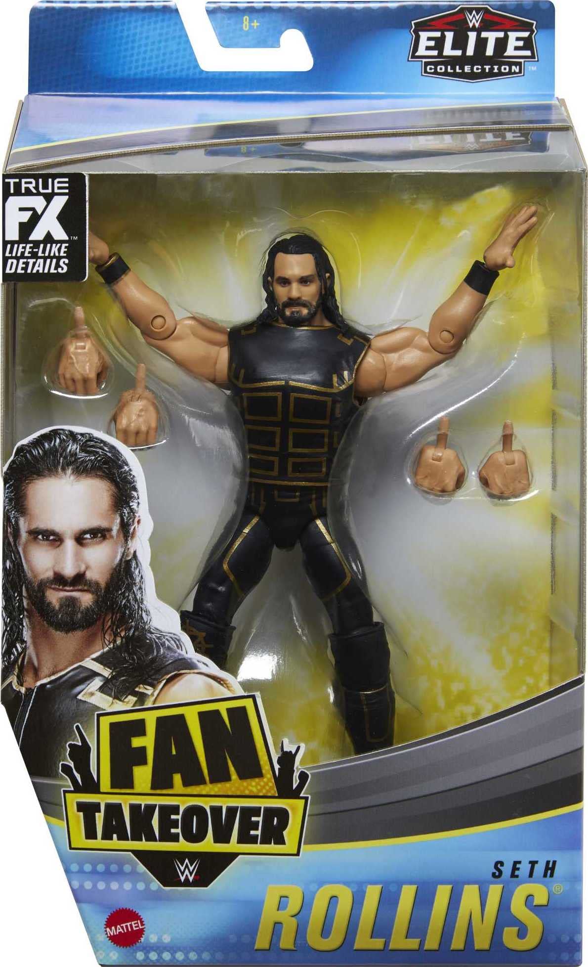 Mattel WWE Seth Rollins Fan TakeOver 6-in/15.24-cm Elite Action Figure with Fan-voted Gear & Accessories, 6-in/15.24-cm Posable Collectible Gift for