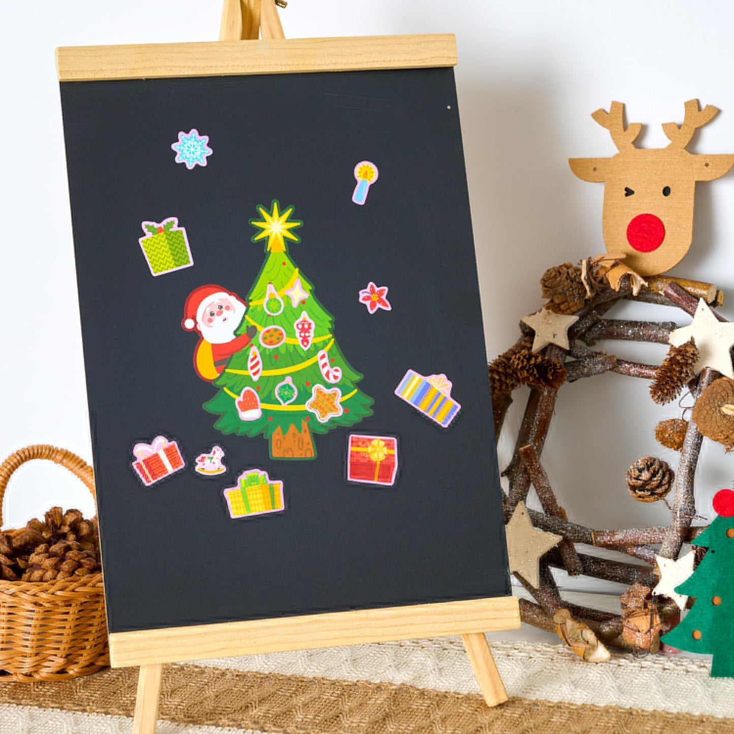 JOYIN 48 Pcs Christmas Sticker Sheets, Christmas Craft Supplies for Kids, Make Your Own Characters Mix and Match Sticker Sheets with Trees, Kids Party