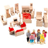 5 Set Dollhouse Furniture Accessories Wooden Bathroom/Living Room/Dining Room/Bedroom/Kitchen House 6 Family Doll Decoration Pretend Play Kids