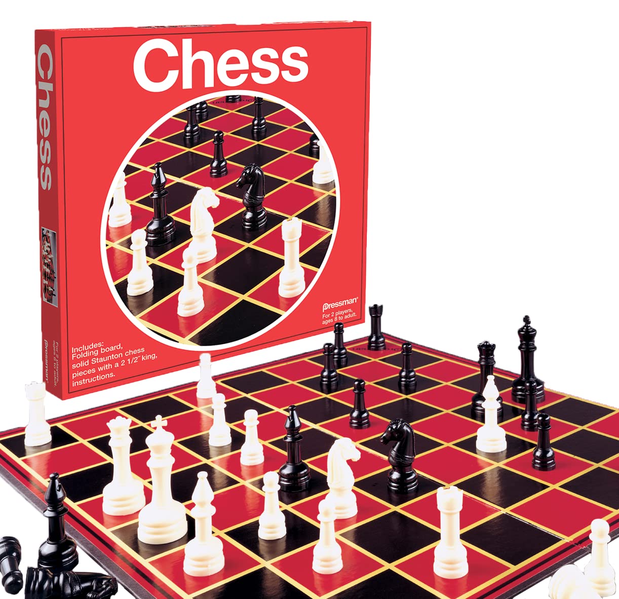 Pressman Toy Chess in Box, Red, 5"
