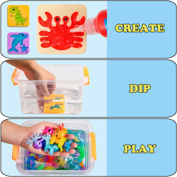 Likidtoy Magic Water Elf Toy Kit for Kids, 40 Colors Aqua Fairy Water Gel Kit, 4 Style Magic Gel Kits with 24 Molds 10 Pack of Magic Powder, Craft