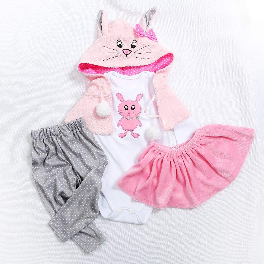 RXDOLL Newborn Baby Girl Dolls Clothes 18 inch Cute Pink Outfits for 17-19 inch Reborns Doll Baby Girl Clothing