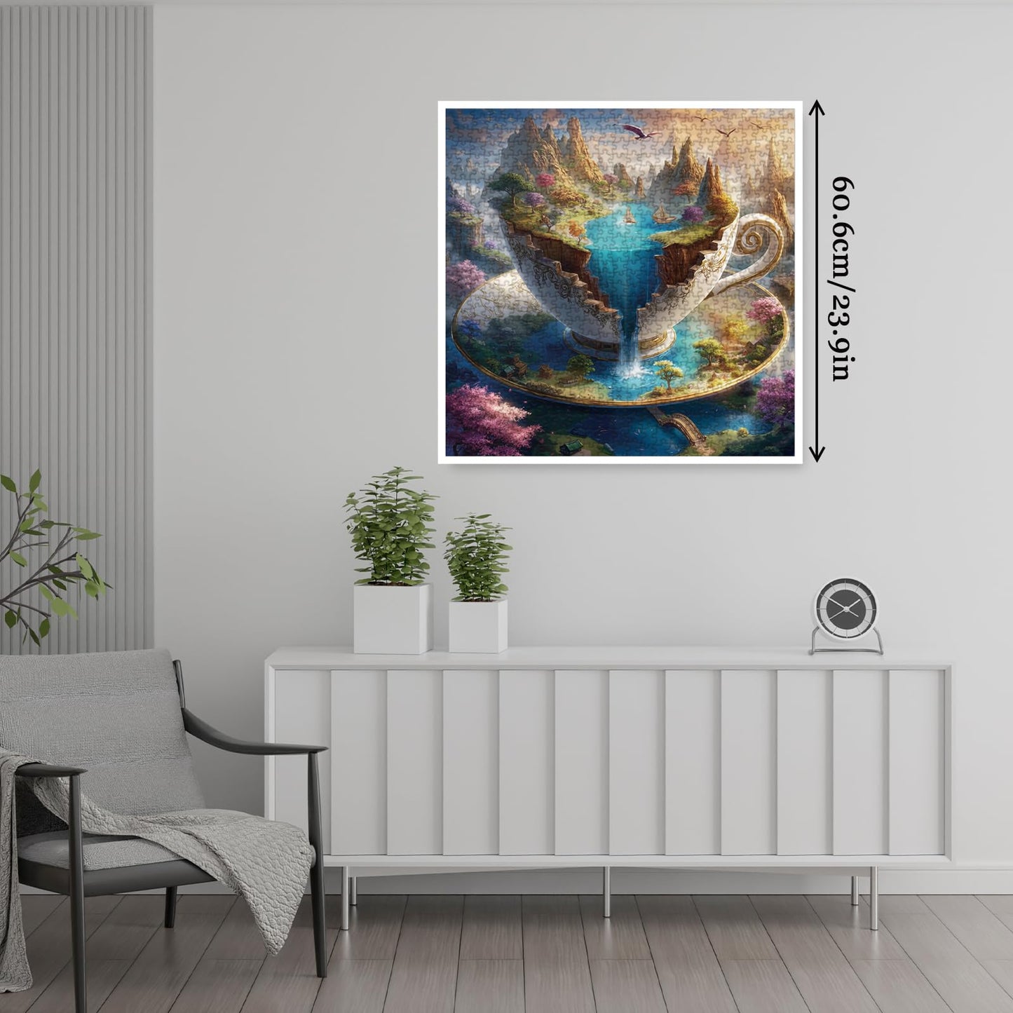 Beautiful Landscape Cup Puzzles for Adults 1000 Pieces, Magic Mountain Waterfall Jigsaw Puzzle, Difficult Nature Art Puzzles