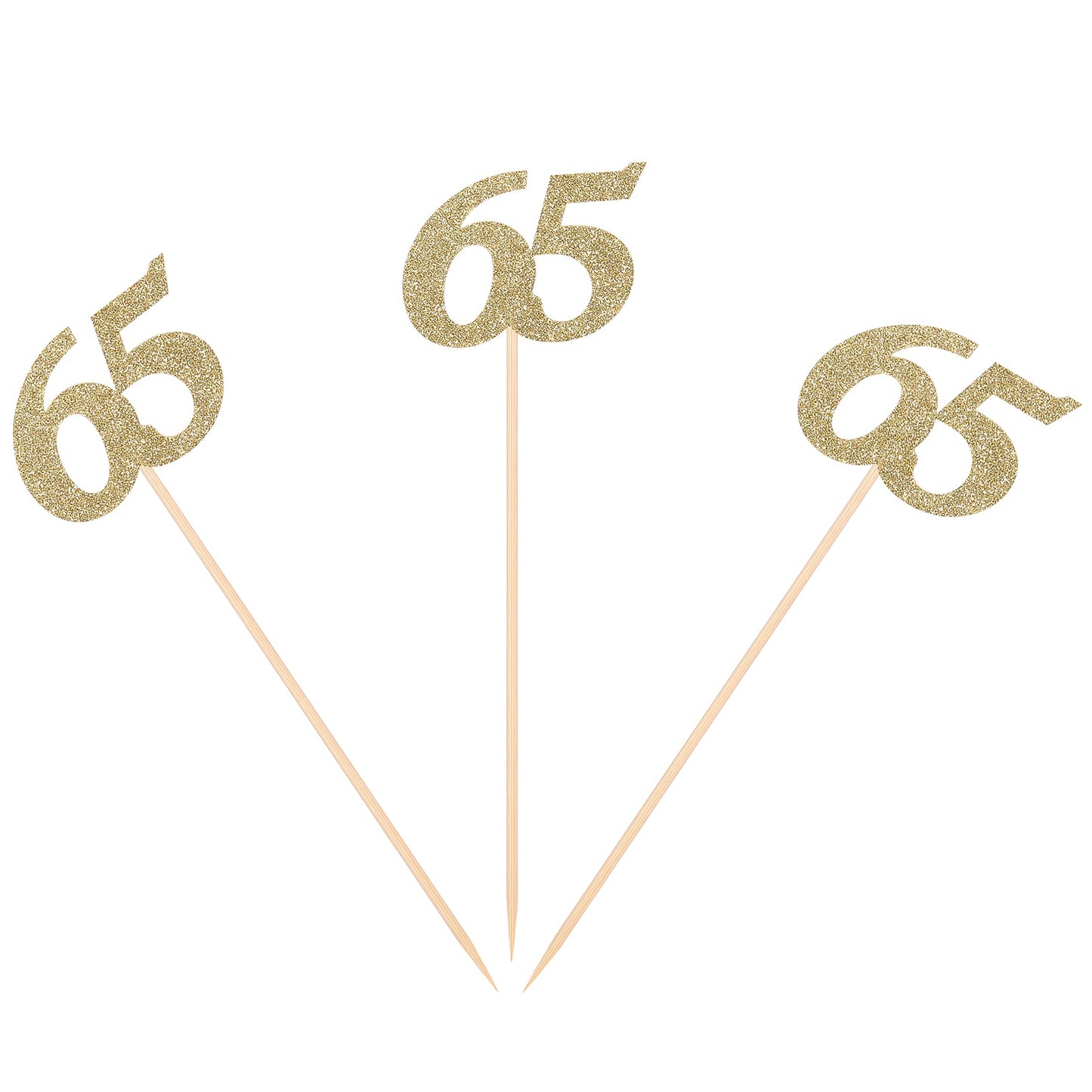 Pack of 10 Gold Glitter 65th Birthday Centerpiece Sticks Number 65 Table Topper Age Letter Decorations