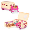 Li'l Woodzeez - Happy Camper Pink with Detachable Vehicle - 40 Pieces Dollhouse Playset with Furniture, Play Food & Kitchen Accessories for 3+ Years