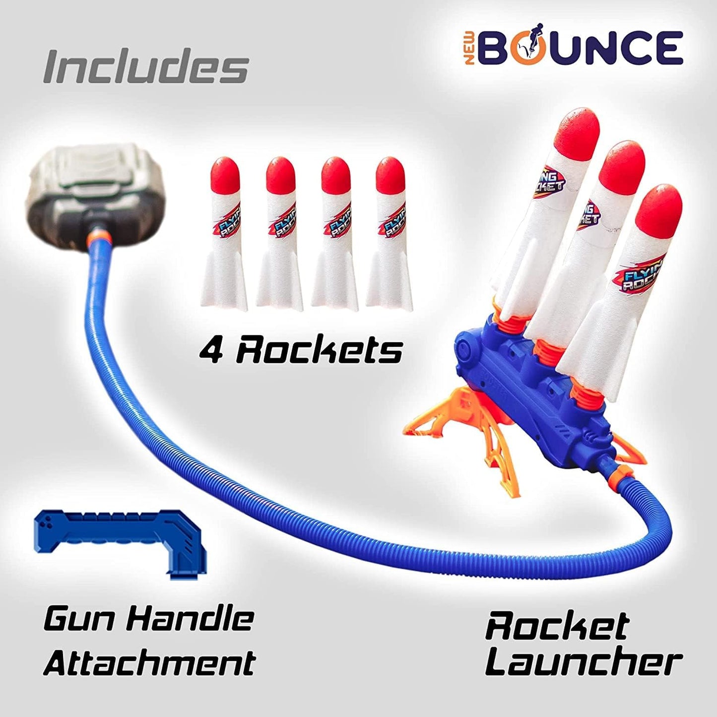 New Bounce Rocket Launcher for 2 Players - Adjustable 2-in-1 Jump Rocket Set - Includes a Sturdy Launch Pad and 4 LED Rockets - Soars Up to 150 Ft