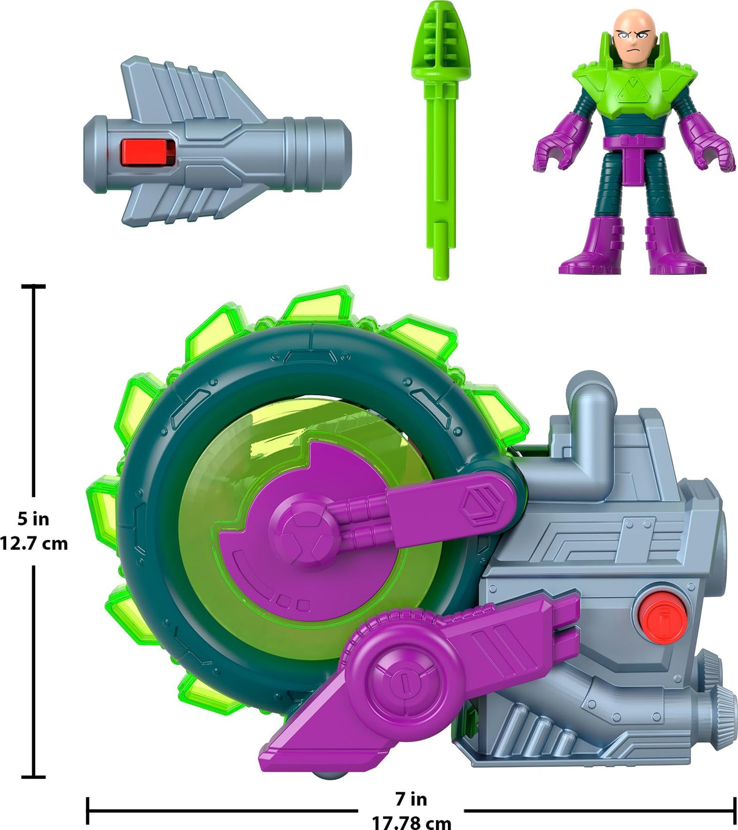 Fisher-Price Imaginext DC Super Friends Toy Lex Luthor Spinning Saw Vehicle & Figure Set for Pretend Play Kids Ages 3+ Years
