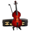 Dselvgvu Wooden Miniature Double Bass with Stand,Bow and Case Mini Contrabass Replica Mini Musical Instrument Collectible Miniature Dollhouse Model