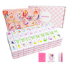 Portable Pink Mahjong Set 160 Premium Melamine Tiles, Engraved American Mahjong Game with Carrying Bag&3 Dice Compact 0.9” x 1.18” x 0.5” Tiles