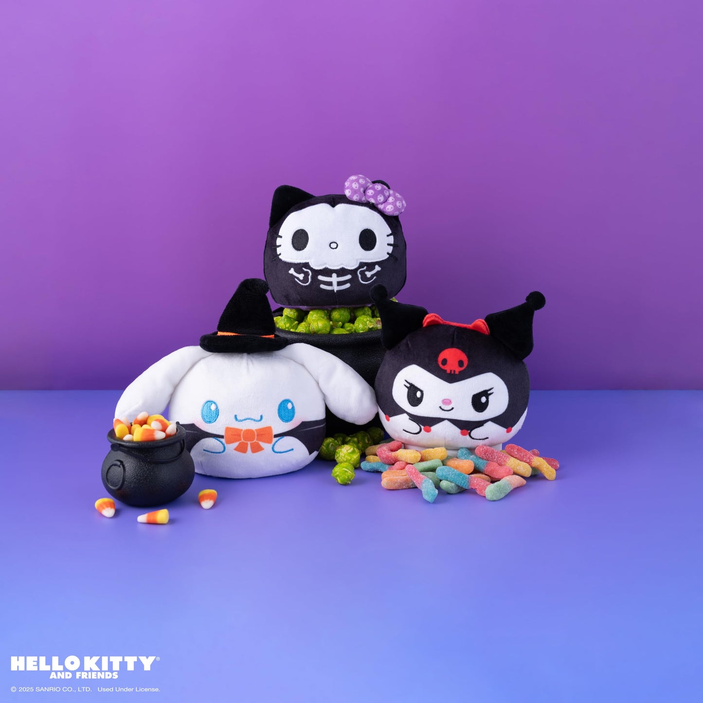 TeeTurtle Reversible Sanrio Hello Kitty 4-Inch Halloween Skull Two-Sided Flip Plush Toy with Embroidered Details - Cute Mini Collectible Plush