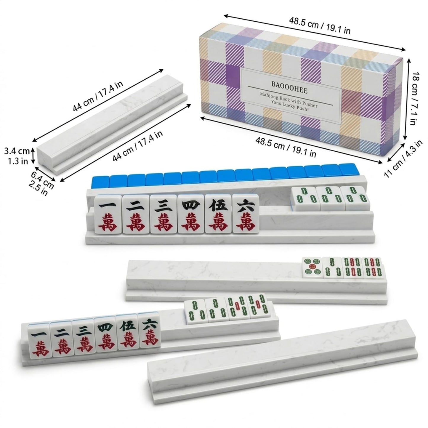 BAOOOHEE 4-Piece White Anti-Slip Marble Mahjong Racks