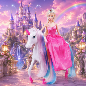 Magic Light Unicorn & Princess Doll, Unicorn Toys for Girls 3+, Gifts for Christmas Birthday for Kids Girls Aged 3 4 5 6 7 8