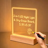 2-in-1 LED Night Light & Dry-Erase Board, 5.91x5.91"Wooden Acrylic Light, LED Note Board Message Board, Arcrylic Memo Board Doodle Glow Board
