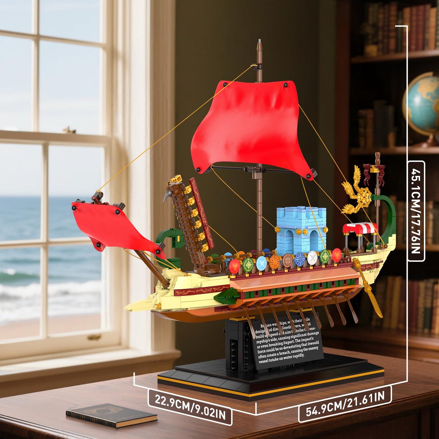 Mould King Ship Model Building Sets, Collectible Display Vintage Ship Toys for Adults, 10156 Classic Creative Ancient Roman Warship Model, Christmas