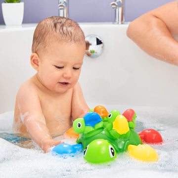 TOMY Toomies Turtle Tots | Shape Sorting Suction Squirters Bath Toy | Baby Bath Toy for Boys & Girls Aged 1, 2,3+ Year Olds