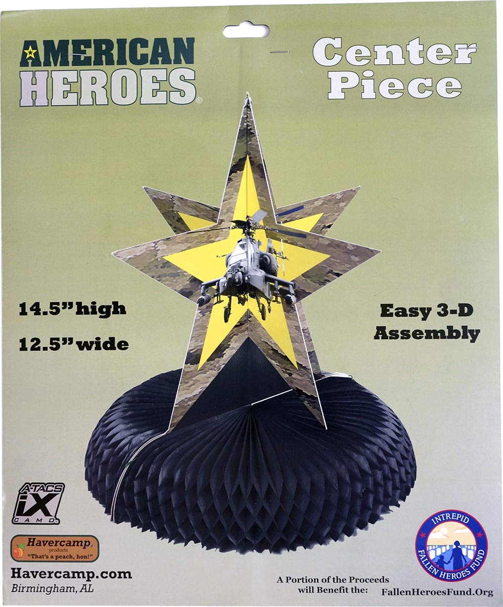 Military Army Camo Helicopter Party Centerpiece (14.5") American Heroes Party Collection by Havercamp