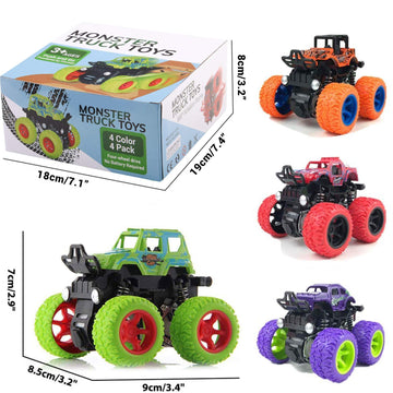 Lonandy 4 Pack Monster Truck Toys for Boys, Push Car Toy Trucks for Toddlers 2-4 Years, Best Christmas Children's Day Gift Birthday Party Favors