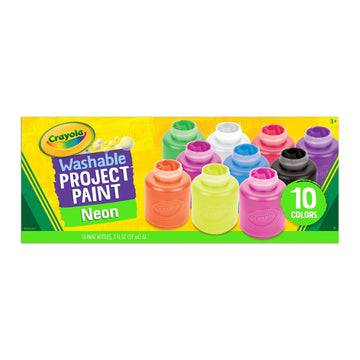Crayola Washable Kids Project Paint - Neon (2oz), Arts & Crafts Supplies for Kids, Preschool & Kindergarten, Gifts, Ages 3+