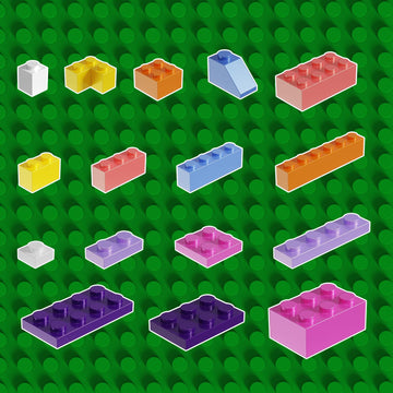 500 Piece Classic Building Bricks and 1 Green Baseplate, Compatible with Lego and Other Major Brands, Mixed Bricks Bulk Creative Building Toys, Blocks