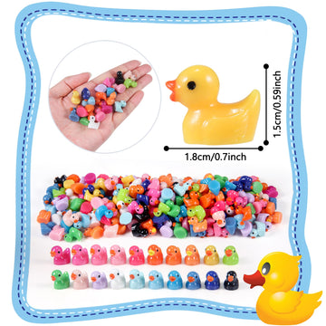 HUADELAIMA 200 Mini Duck Set 20 Colors 10 Each 0.7 x 0.6 x 0.4 Inches Ideal for Dollhouse Mini Fairy Gardens Aquarium Potted Plants Hide and Seek