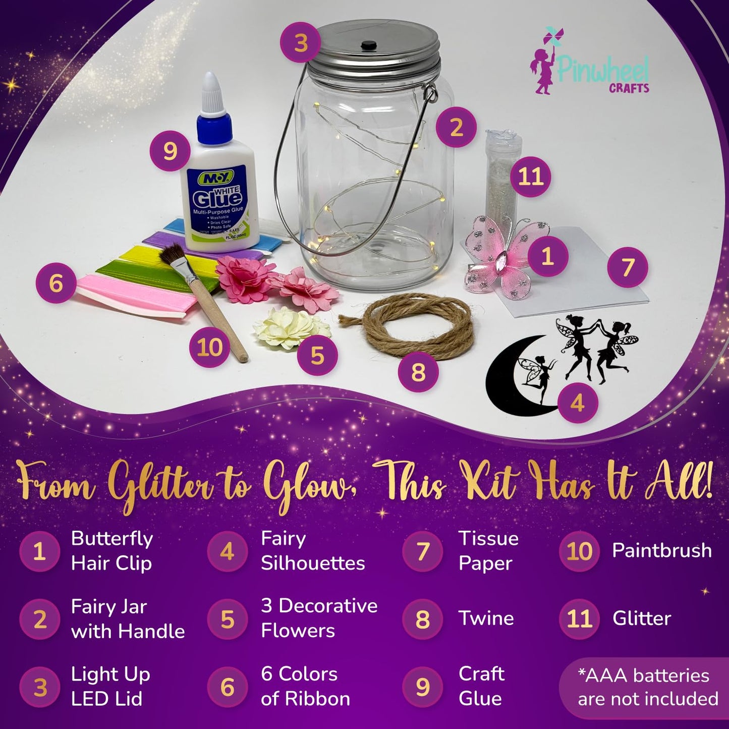 Pinwheel Crafts Fairy Lantern Toy for Kids Age 6-8 8-12+ Years - Make Your Own Night Light - Fairy Jar Gift for Girls with Led Light - Arts and Crafts