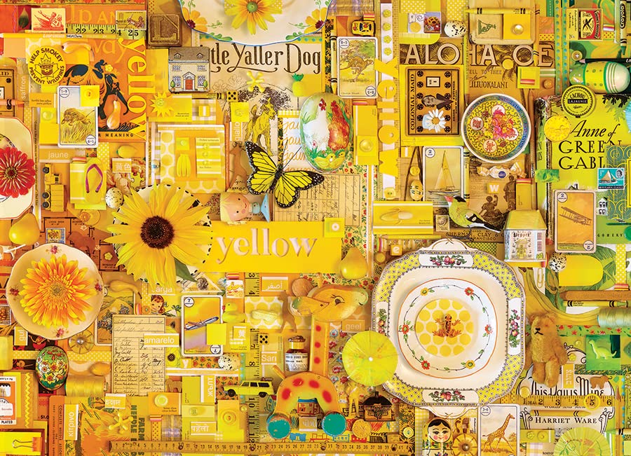 Cobble Hill 1000 Piece Puzzle - Rainbow Collection: Yellow - Sample Poster Included