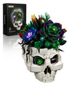 Succulent Skull Planter Flowers Building Set, Botanical Skeleton Pot Collection Building Kit, Horror Plants Home Office Table Decoration Blocks Toys