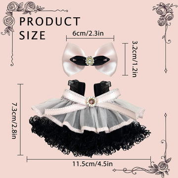 Dress Set Clothes for 17cm Doll(No Dolls) Fashionable and Cute high-end Dresses?The Set has 3 Accessories, Including a Dress, a Bow on The Head,