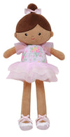 Large 15 Inch Soft Baby Doll with Ballerina Dress and Satin Accents, Darker Complexion, Tiana Pink Floral
