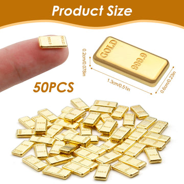 100PCS Tiny Fake Gold Bar for Crafts and Dollhouse Miniatures, Shiny Novelty Item for Fairy Garden, Micro Landscaping, Christmas, and Chinese New Year