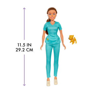 MGA Dream Ella I AM A DreamElla Pet Vet Fashion Doll, Includes Scrubs Uniform, Puppy Dog, Brown Hair, Career Play Pretend Gift for Kids, Toys for