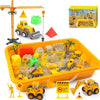 Sand Construction Kit - Play Sand Art Kit with 7 Construction Truck, 2lbs Magic Sand, Castle Molds, Crane, Worker Figures and Road Signs, Construction
