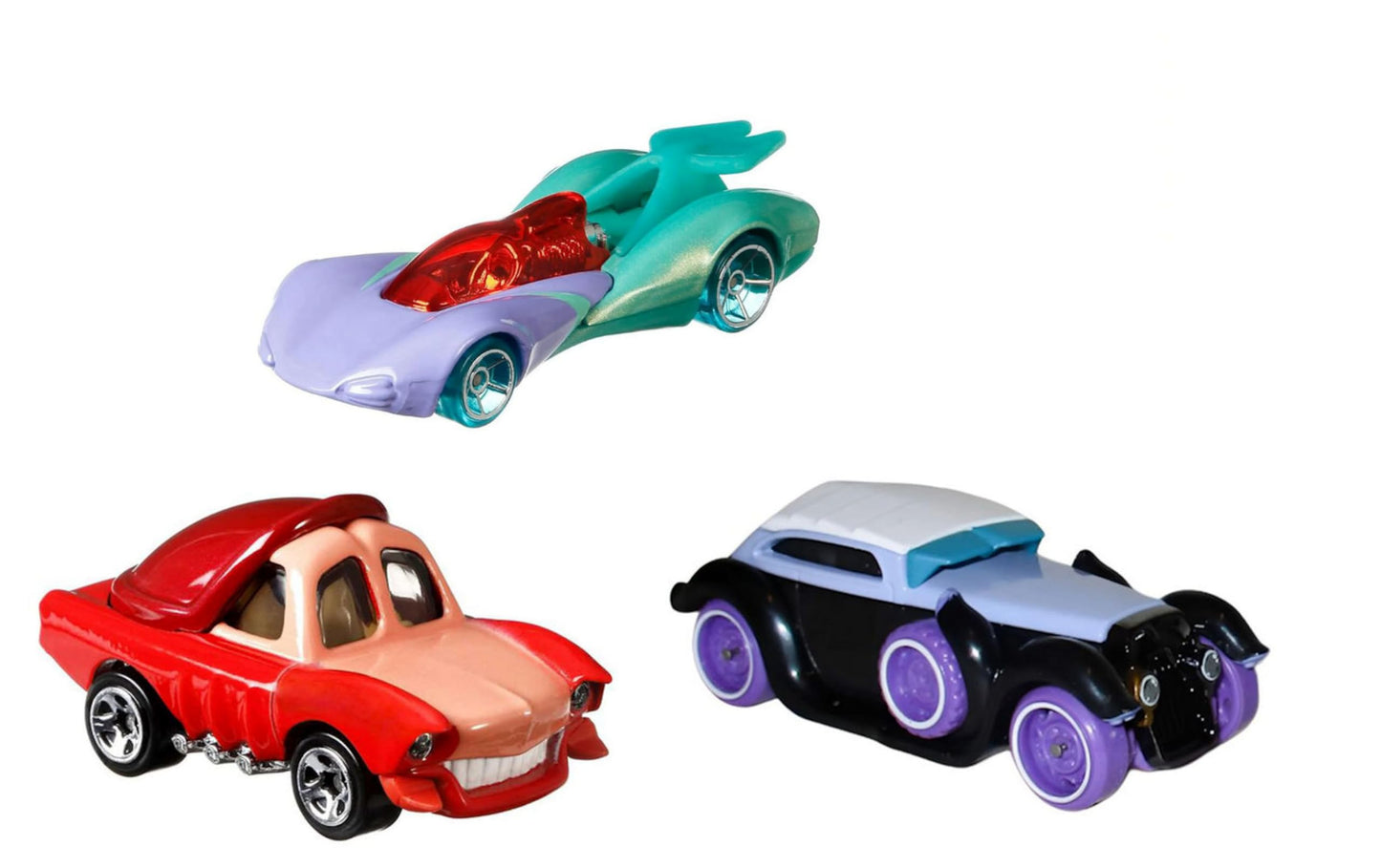 Hot Wheels Disney Character Cars Collection, The Little Mermaid Set of 3 Die-Cast Vehicles, Ages 3+