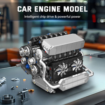 Mould King 10213 Car Engine Building Sets, Intelligent Chip Drive Engine Model Kit that Runs, Build Your Own STEM V8 Engine Model Toys for Adults