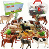 BOLZRA Farm Animal Figurines, Realistic Plastic Animals Toys with Fences Building Blocks, Farm Figures Playset Educational Christmas Birthday Gift