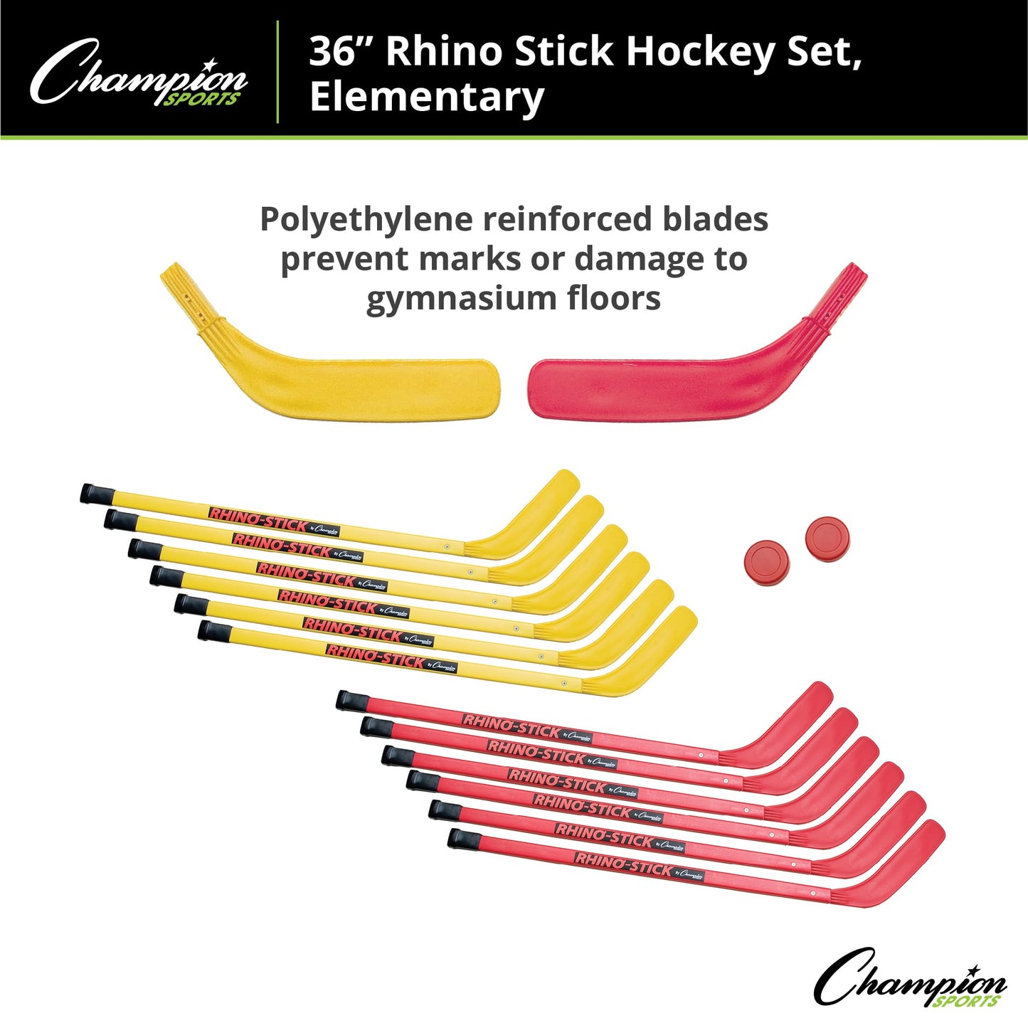 Champion Sports Rhino Floor Hockey Set - 16-Piece - 36" Player Sticks