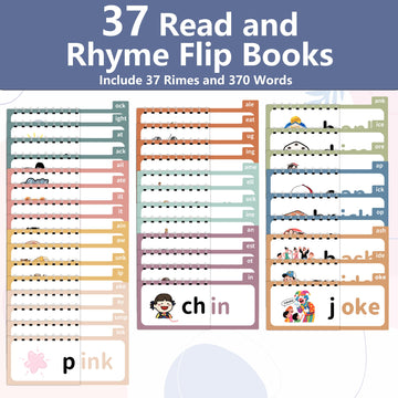 Yoink 37 Read & Rhyme Phonics Flip Books - Word Family Build Book for Kids