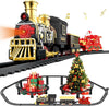 Electric Train Set with 3D Elevated Tracks Music, Locomotive Passenger Carriages, Lights & Quiet Mode Christmas Train for Kids Birthday Gift Holiday