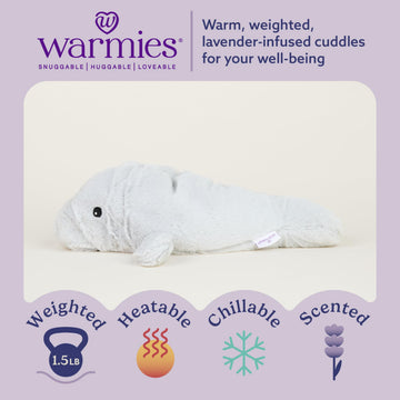 warmies Microwavable & Weighted Stuffed Animals, Manatee - Heated Stuffed Animal Plushie for Warmth & Comfort - Cute Soft Plush Toys for Adults