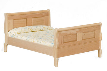Melody Jane Dollhouse Light Oak Sleigh Bed Double Miniature 1:12 Bedroom Furniture