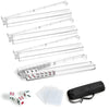 American Mahjong Racks with Pushers Complete Accessories Set, 4 Clear Acrylic Mahjong Racks, 4 Card Sleeves, 3 Large 19.6mm Dice, 420D Waterproof