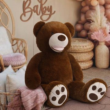 MorisMos Smile Giant Teddy Bear, 51inch Large Stuffed Bears with Big Footprints, Big Stuffed Animals Cuddly Plush Gifts for Girlfriends, Boyfriend