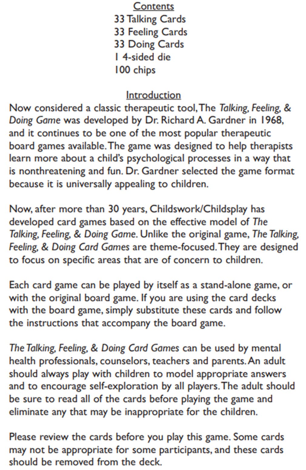 The Talking, Feeling, & Doing Grief Card Game